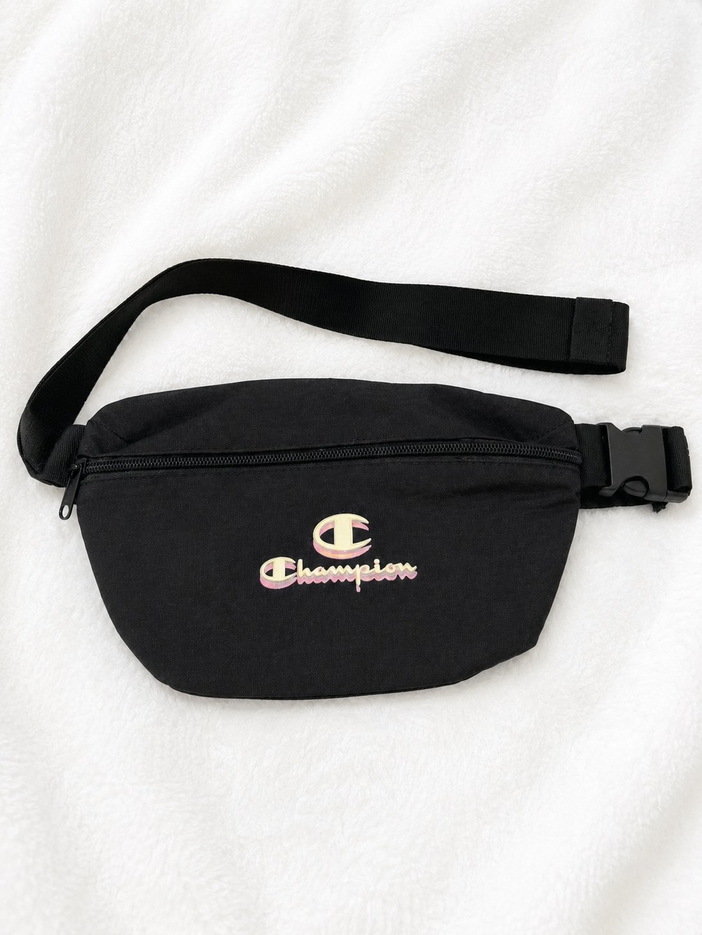 Champion Black Pink Logo Belt Bag Fanny Pack Adjustable Crossbody Waist Bag